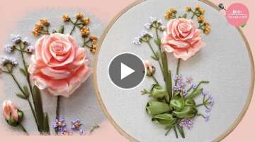 Ribbon Embroidery Rose | Hand Stitching Tutorials | Ribbon Embroidery for Beginners | #16