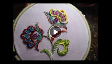 Hand Embroidery Designs | Bead stitch with double buttonhole | Stitch and Flower-106