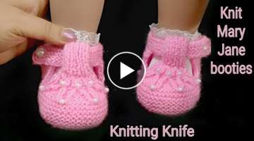 Easy Baby Mary Jane Shoes Knitting, Baby Booties for 0 to 6 months