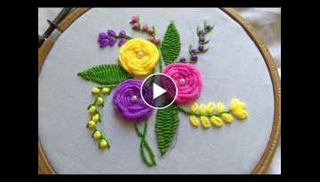 Hand Embroidery - Roses With Woven Wheel Stitch - Spider Web Stitch For Beginners