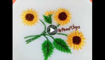 Sunflower Embroidery | Lazy Daisy Stitch | DIY Hand Embroidery | Girasoles | Bordado a mano