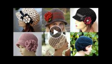 Unique and demanding crochet handmade pattern Crochet caps flower applique design 20211
