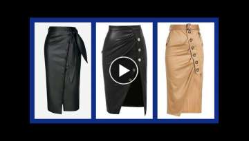 most trending and gorgeous daily work wear leather skirts design for women