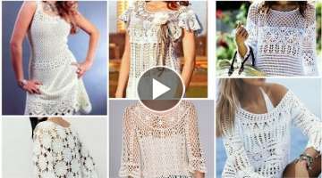Latest fashion collector of Vest top blouse design/Crochet lace flower pattern Vestideo dress des...