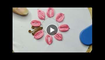 How to embroider beautiful flower new design |basic hand embroidery|