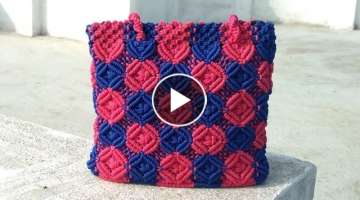 Macrame bag new design|| Hand made cord bag|| Chess design (Part 1) || দড়ির ব্য�...