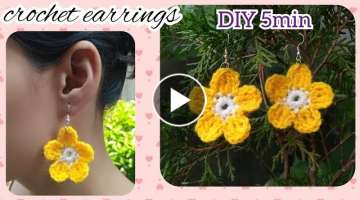 Crochet Earrings|Easy Crochet Tutorial for Beginners|Summer Daisy Flowers|World of Artifact