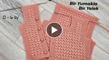 Bir Yumakla Bir Bebek Yeleği ???????? baby knitting crochet battaniye tutorial stitch Örgü des...