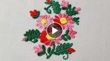 bullion knot stitch flower bullion stitch :hand embroidery