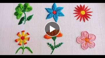 Hand Embroidery Flower Stitch, Easy 6 (six) Flower Embroidery by Rup Handicraft