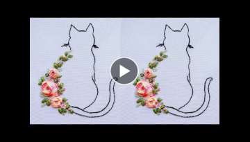 Silk Ribbon Embroidery: Spider Web Rose ???? Amazing Cat