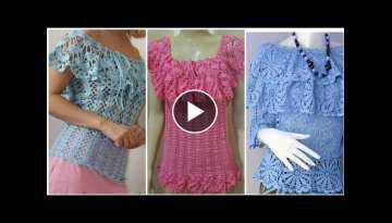 Trendy Crochet Ruffle Neck Blouse/ Skin fit top blouse for Women of all sizes
