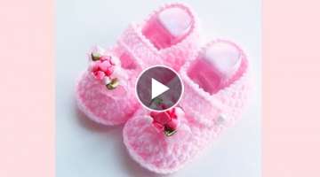 Crochet Mary Jane baby shoes, Easy Crochet baby booties, How to Crochet Mary Janes style baby sho...
