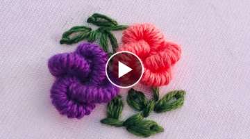 Hand Embroidery: Bullion Rose Embroidery - Broach Embroidery - Small Hoop Embroidery