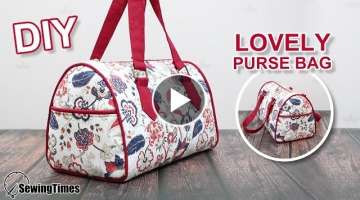DIY LOVELY PURSE BAG | Barrel Bag Tote Bag Sewing Pattern & Tutorial [sewingtimes]
