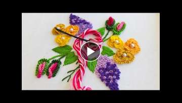 Use Bobby Pins Technique For Brazilian Embroidery Stitches / Raised Flower Stitch / Hand Embroid...