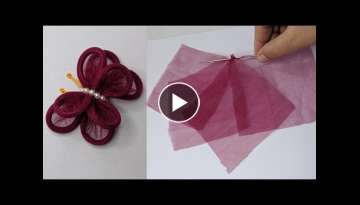 Amazing Hand Embroidery: Butterfly design trick. 3d Hand Embroidery: Butterfly design tutorial:Ku...