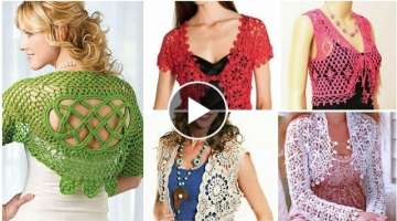 Most stylish &creative crochet knitted bolero lace pattern shrug blouse/Boho fashion circle shrug