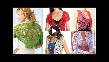 Most stylish &creative crochet knitted bolero lace pattern shrug blouse/Boho fashion circle shrug