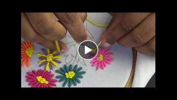 Hand Embroidery | Bullion knot Stitch Flower | Brazilian Flower Embroidery Tutorial |