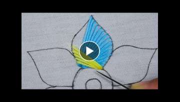 hand embroidery amazing decorative needle art dual color beautiful flower design with easy sewing