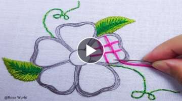 Hand Embroidery beautiful flower and leaf design with brazilian embroidery stitch