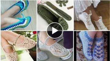 Most Amazing Crochet Slippers/Indoor Shoes and sandals Designs For Woman