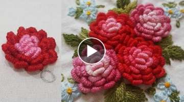 Hand Embroidery,make stylish bullion knot flower,beautiful flower embroidery,hand stitch design