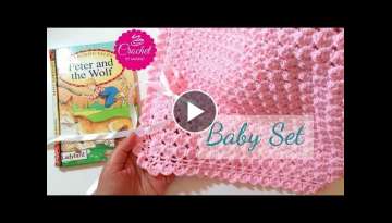 HOW TO CROCHET A BABY BLANKET #1 FAST & EASY BABY SET ☕ Written Pattern Available THE CROCHET S...