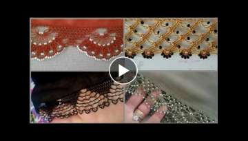Crosia Beads Dupatta Lace Design pattern | Crosia lace designs | Needle tatting lace | Crochet la...