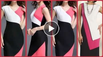 stylish and new work women's slim fit colour block bodycon pencil dress