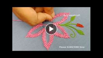Hand Embroidery Fantastic Flower Design Tutorial,Needlepoint art,3D Flower,সহজে সুন...