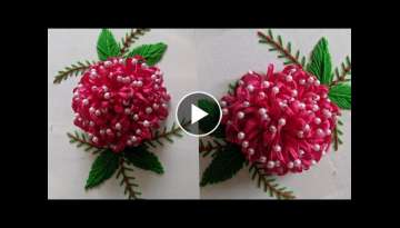 Easy & Amazing Hand Embroidery Ribbon flower design Trick | Hand Embroidery flower design tutoria...