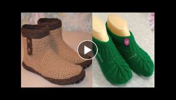 Latest Beautiful Stylish Knitting Woollen Women / Girls Boots / Boots /Socks design | मोज...