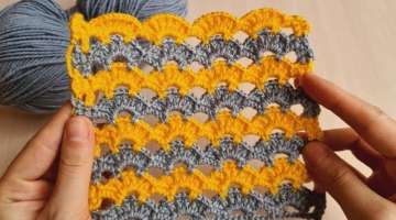 569- GRİ VE SARININ MUHTEŞEM UYUMUNA HAYRAN KALACAKSINIZ ✅ tejidos crochet stitch/ Knitting p...