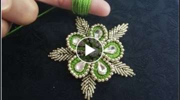 hand embroidery:easy amazing trick wool flower with beads making finger design