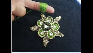 hand embroidery:easy amazing trick wool flower with beads making finger design