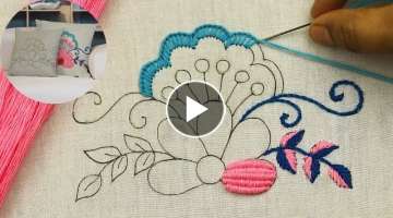 traditional hand embroidery flower pattern with Brazilian embroidery stitches