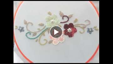 Beaded hand embroidery,design with beads Elegant beading embroidery flower