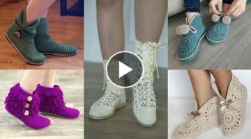 Most stunning and attractive Crochet ladies boots pattern // crochet slippers design