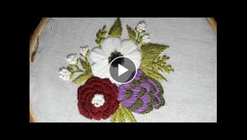 Hand Embroidery | Pretty Flower Design With Full Kashmiri Stitch