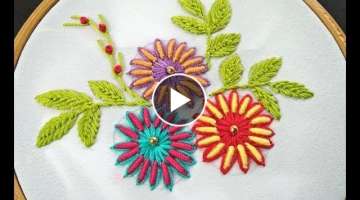 Hand Embroidery | Bullion Knot Flower | Bullion Knot Flower Embroidery | Flower Embroidery Tutori...