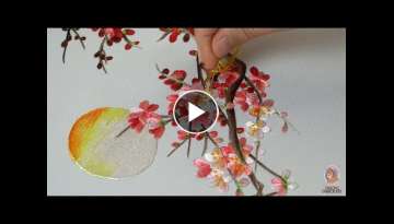 You've seen beauty of pink peach blossoms by hand embroidery - vitality embroidery pattern of spr...