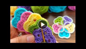 Crochet Very Easy Knitting pot holder, coaster????tığ işi örgü çiçek, battaniye, yatak ör...