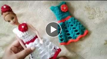 Wow!!!!Doll dress/How to crochet beautiful Doll dress at home