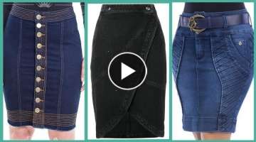 casual daily wear Denim pencil skirts design and ideas for women and girls
