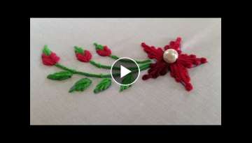 Hand embroidery flower design for kurti,dress, blouse / hand embroidery design for beginners