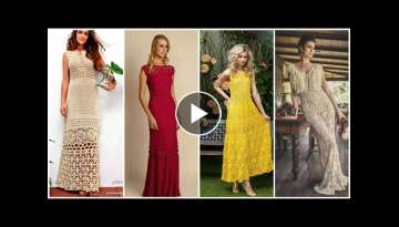 The most beautiful crochet lace pattern long maxi dress design for speceil event/boho fashion