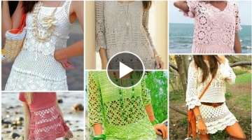 Vintage dress design /Latest fashion crochet knitted lace flower pattern Vest top blouse dress