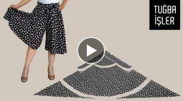 Very Easy Paperbag Belted Culotte Trousers Cutting and Sewing | Tuğba İşler